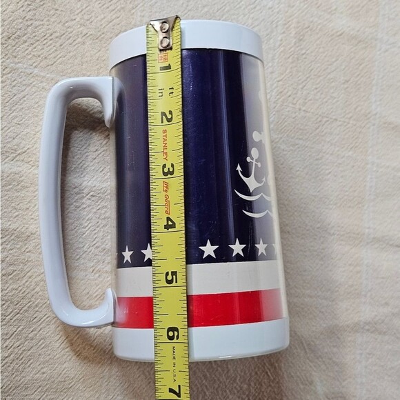 Thermo-Serv 70's Nautical Red White Blue Insulated Large Beer Mugs Set of 4 - Picture 5 of 7